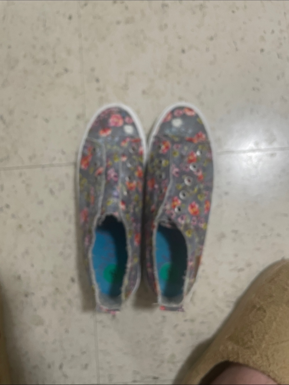Women's Floral Slip-On Sneakers in Gray